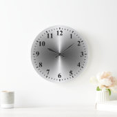 Silber Edelstahlmetall Große Wanduhr (Zuhause)