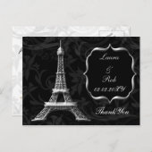 silber Eiffelturm Französisch Vielen Dank Postkarte (Vorne/Hinten)