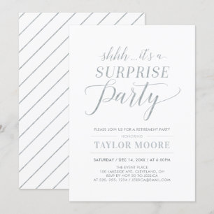 Silber   Einfache moderne Überraschungs-Ruhestands Einladung