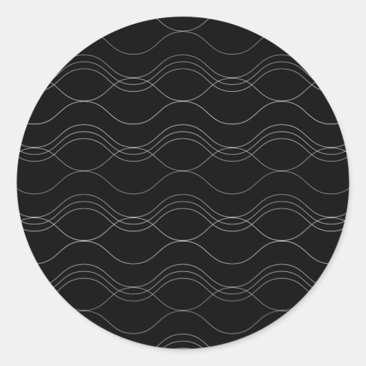 Silber, elegant, cool, modern, schlicht und wellen runder aufkleber (Vorderseite)
