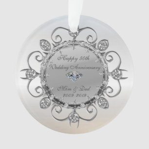 Silber Elegante Diamanten 50. Hochzeitstag Ornament