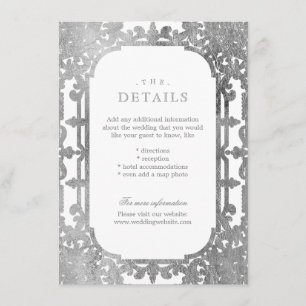 Silber elegante verzierte Jahrgangsdetails Begleitkarte