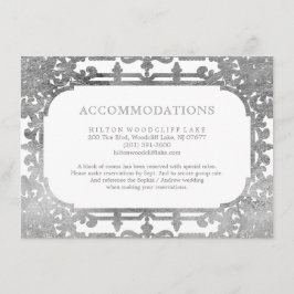 Silber elegante verzierte Vintage Unterkunft Begleitkarte