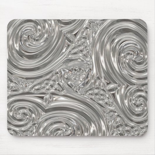 Silber eleganter viktorianischer Jugendstil Mousepad (Vorne)