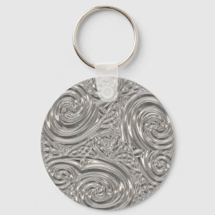 Silber eleganter viktorianischer Jugendstil Schlüsselanhänger