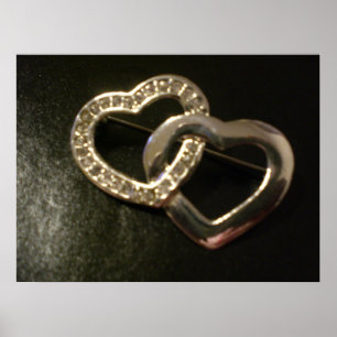 Silber entwirrte Liebe-Herzen Poster