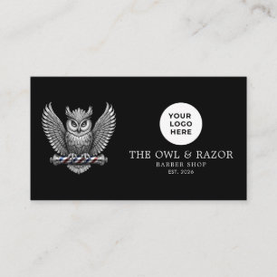 Silber-Eule-Professioneller-Friseur-Logo-Qr-Code Visitenkarte