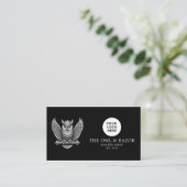 Silber-Eule-Professioneller-Friseur-Shop-Logo-QR-C Visitenkarte (Stehend Vorderseite)