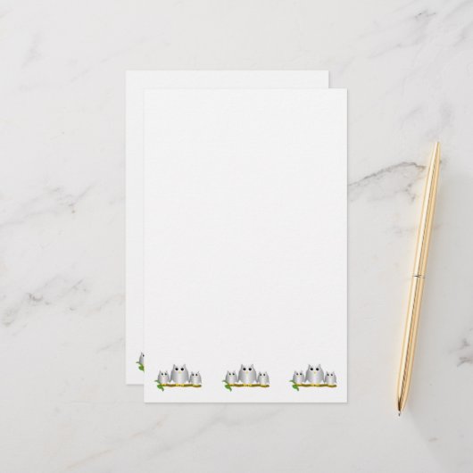 Silber Eulen Design Briefpapier (Vorderseite/Rückseite Beispiel)