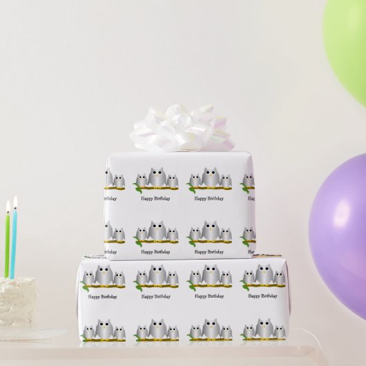 Silber-Eulen-Design Geburtstagsgeschenk Geschenkpapier (Partygeschenke)
