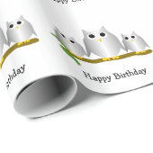 Silber-Eulen-Design Geburtstagsgeschenk Geschenkpapier (Rolleneckpunkt)