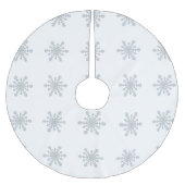 Silber farbige Schneeflocken auf Winter-Weiß Polyester Weihnachtsbaumdecke (Vorderseite)