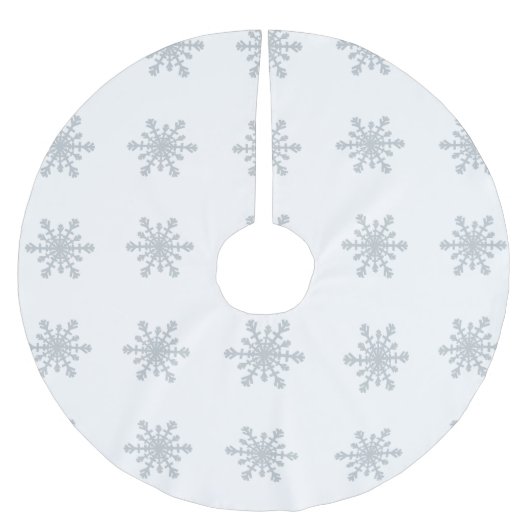 Silber farbige Schneeflocken auf Winter-Weiß Polyester Weihnachtsbaumdecke (Vorderseite)