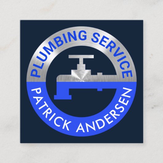 Silber-Faucet-Pipeline in dunkelblauen Gewässern Quadratische Visitenkarte (Vorderseite)