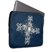 Silber-Filigran-Perlen-Vierblatt Laptopschutzhülle (Vorne Rechts)