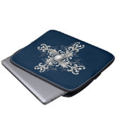 Silber-Filigran-Perlen-Vierblatt Laptopschutzhülle (Vorne Knopf)