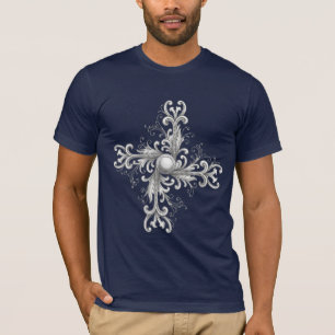 Silber-Filigran-Perlen-Vierblatt T-Shirt