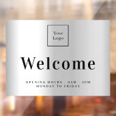 Silber-Firmenlogo Begrüßungszeiten Fensteraufkleber (Blatt 2)