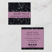 Silber Flakes, Rosa und Black Square Visitenkarte (Vorne/Hinten)