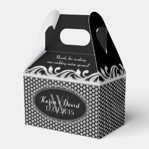 Silber Fleur geometrisches Muster Schwarz Weiß Par Geschenkschachtel