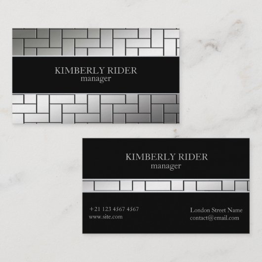 Silber-Fliesenmuster Visitenkarte (Vorne/Hinten)