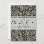 Silber Floral & Lace Ankündigung Datum freihalten (Rückseite)