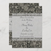 Silber Floral & Lace Ankündigung Datum freihalten (Vorne/Hinten)