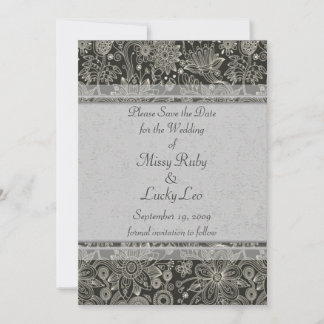 Silber Floral & Lace Ankündigung Datum freihalten