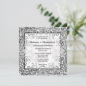 Silber floral wirbeln Glitzer Quarrefolie DIY Foto Einladung (Stehend Vorderseite)