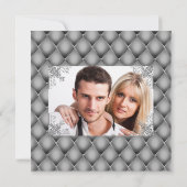 Silber floral wirbeln Glitzer Quarrefolie DIY Foto Einladung (Rückseite)