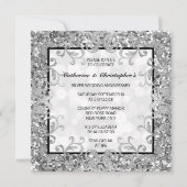 Silber floral wirbeln Glitzer Quarrefolie DIY Foto Einladung (Vorderseite)