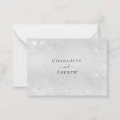 Silber florale elegante Hochzeitsfeier UAWG Mitteilungskarte (Rückseite)