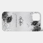 Silber florale elegante Monogramm-Bezeichnung Case-Mate iPhone Hülle (Rückseite (Horizontal))