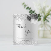 Silber florals funkeln elegante Dankeschön Karte (Stehend Vorderseite)