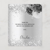 Silber florals funkeln elegante Dankeschön Karte (Rückseite)