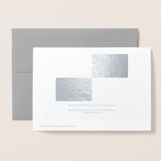 Silber Foil und Graue Rechtecke glücklich Neues Ja Folienkarte (Rückseite mit Umschlag)