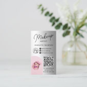 Silber-Folienschminke-Logo Qr-Code 2 Fotos Visitenkarte (Stehend Vorderseite)