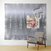 Silber-Foto-Glitzer von Quinceanera Wandteppich (Beispiel (Horizontal))