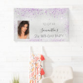 Silber-Foto lila Glitzer Monogramm Banner (Insitu)