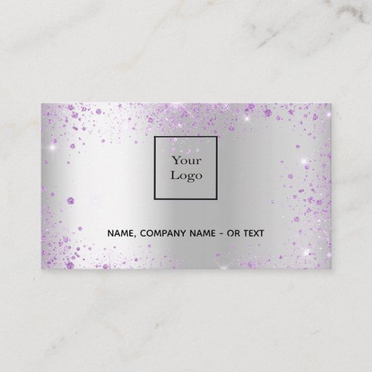 Silber-Foto QR-Code Glitzer Staubweibchen Visitenkarte (Vorderseite)