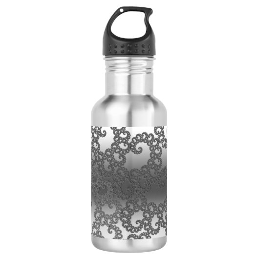 Silber Fraktal Art Edelstahlflasche (Vorderseite)