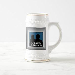 Silber Frame Ihrem Foto Stein Tasse Vorlage