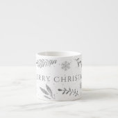 Silber Frohe Weihnachten, Silber Blätter Espressotasse (Vorderseite)