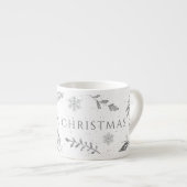 Silber Frohe Weihnachten, Silber Blätter Espressotasse (Vorderseite Rechts)