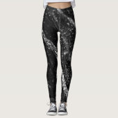 Silber funkelnd Linie auf schwarzem Rock abstrakt Leggings (Vorderseite)