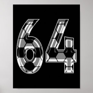 Silber-Fußballmuster Nummer 64 Trikot Spieler Unif Poster