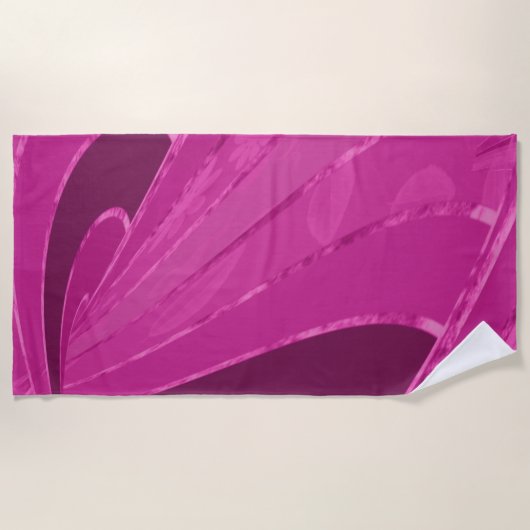 Silber gekrümmte Linien, rosa abstrakt Strandtuch (Vorderseite)