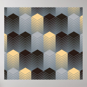 Silber geometrische Gebäude, abstraktes Muster. Poster