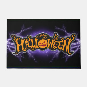 Silber gerahmter Frohe Halloween Rubin-Augen-Kürbi Fußmatte