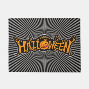 Silber gerahmter Frohe Halloween Rubin-Augen-Kürbi Fußmatte
